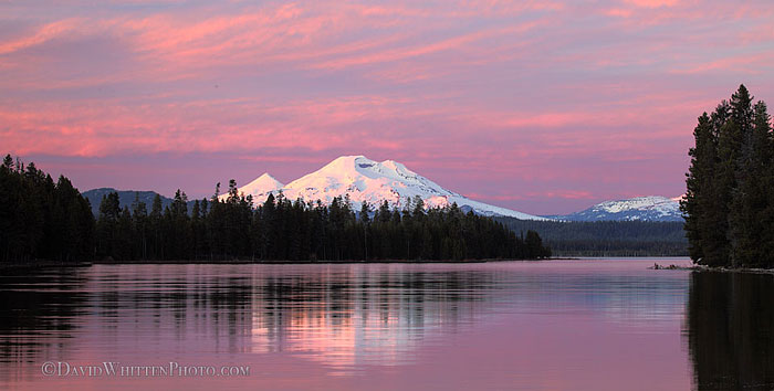 Cascade Lakes Photography,   South Sister, Crane Prairie Lake, sunset, Cascade Mountains, Oregon, Fine Art Photography, Limited edition photograph by David Whitten