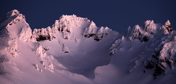 Broken Top Cirque winter morning from Mt. Bachelor, Oregon