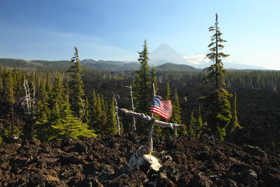 United States Flag McKenzie Pass North Sister Oregon