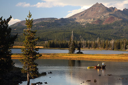 Fly fishing Sparks Lake near Bend Oregon