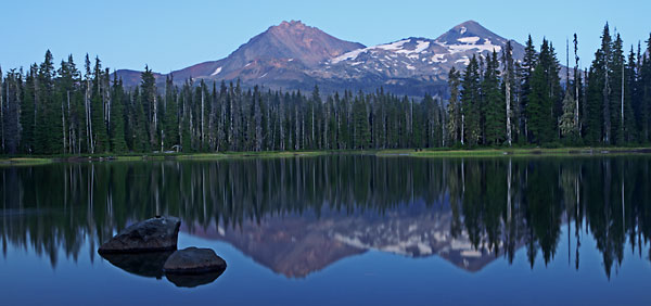 Scott Lake, Canoe, North Sister and Middle Sister, Cascade Mountains, Oregon