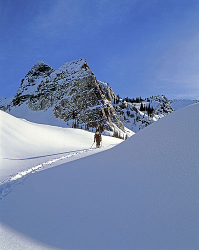 Ski Touring, Backcountry Skier, Hiking, Photo - Wasatch Mountains, Utah,  photographer - David Whitten Photography