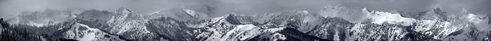 Utah Backcountry skiing, Wasatch Mountains, Utah, Panoramic Photograph